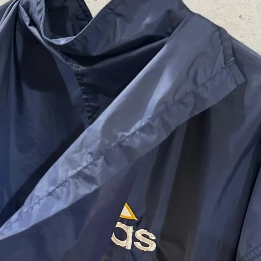 Vintage 90s Adidas Colorblock Hooded Windbreaker Jacket Navy Yellow size L